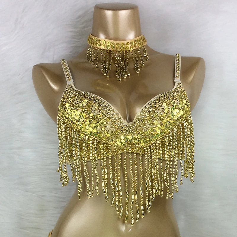 4 COLORS Wholesale New Costume Beading Sequin Bra Belly Dancing Clothes Sexy Night Dance Belly dance Top BRA
