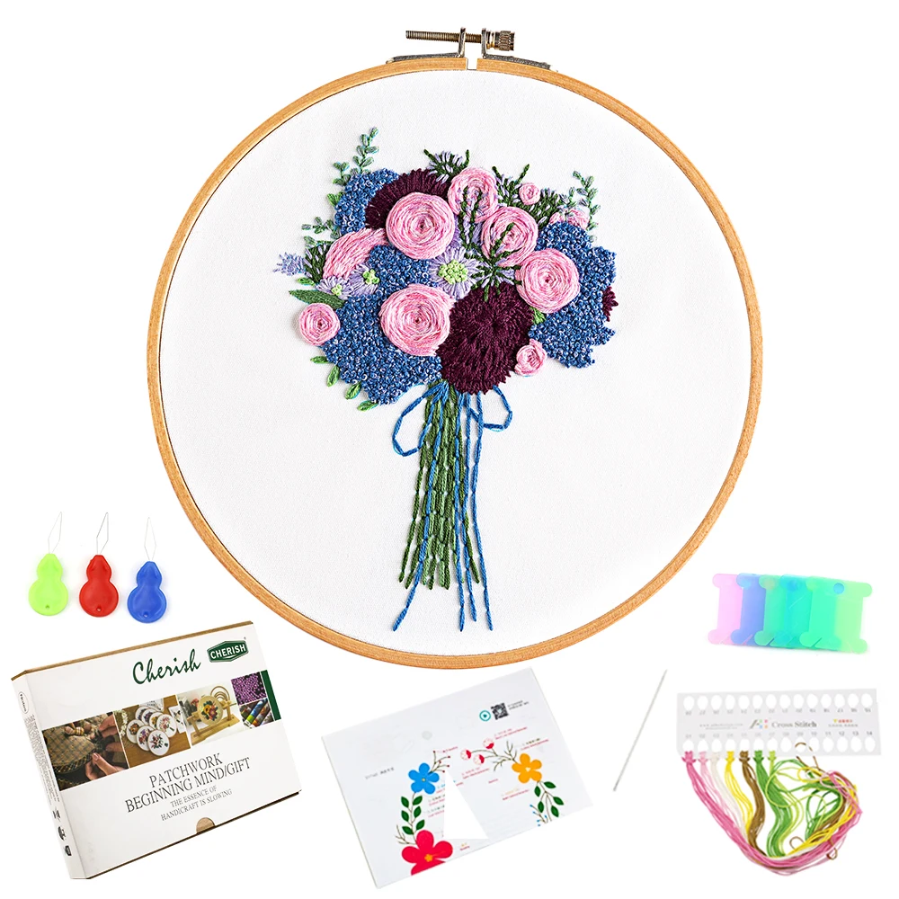 Cross Stitch Stamped Embroidery Kit Art Craft Hand Sewing Set DIY Sewing Embroidery Kits for Beginner