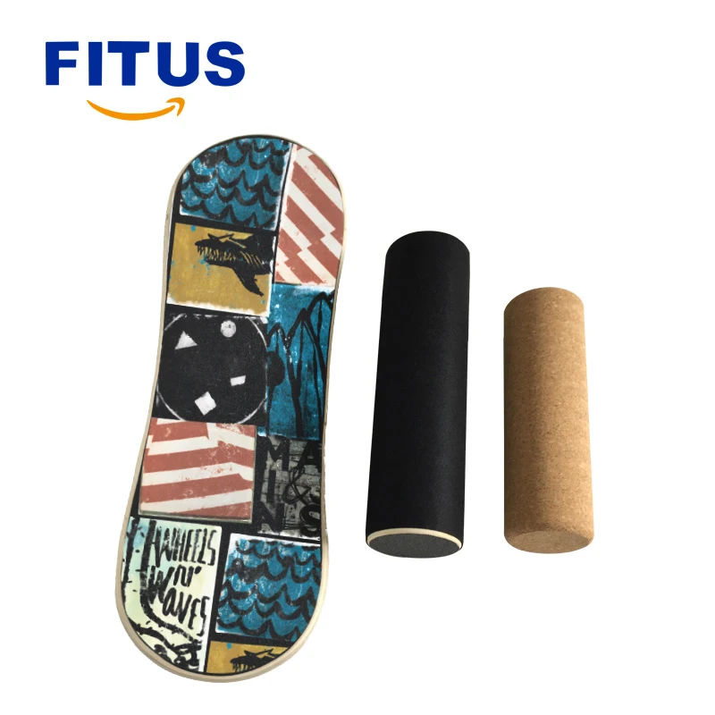 FITUS High Quality  Full Printing Balance Board With Cork Roller