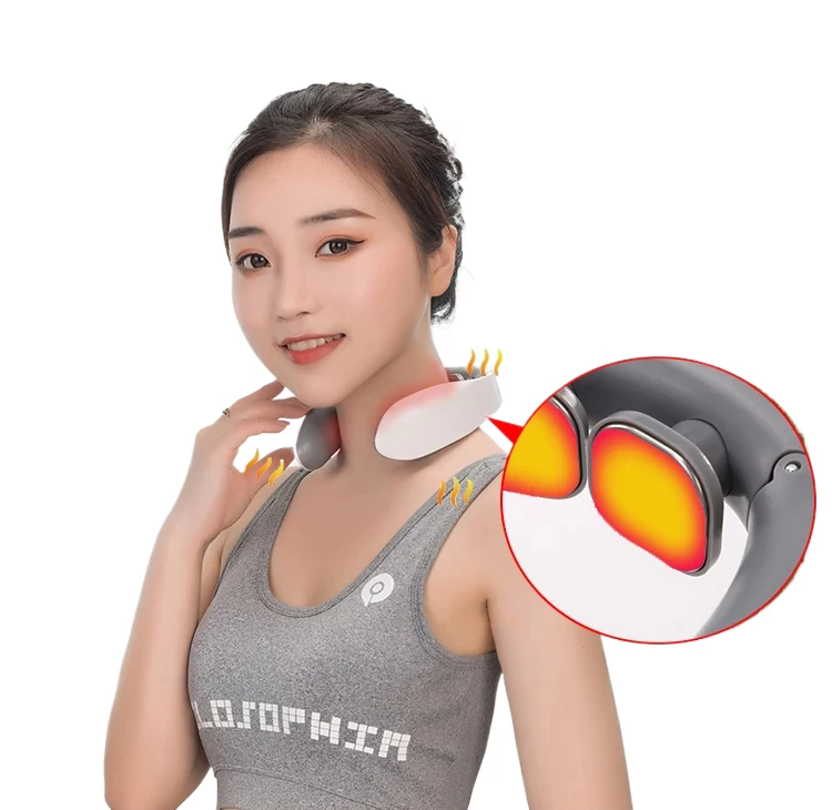 Tens Low Frequency Pulse Heating Cervical Massage Wireless 4D Deep Tissue Shiatsu Vibration Smart Neck Massager with 6 Modes