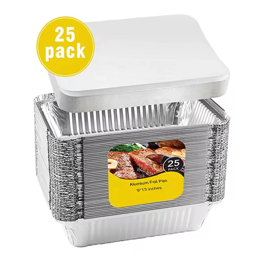 Deep Half Size Disposable Aluminum Food Baking Catering Trays with Lids Take-out Pack Aluminum Foil Container