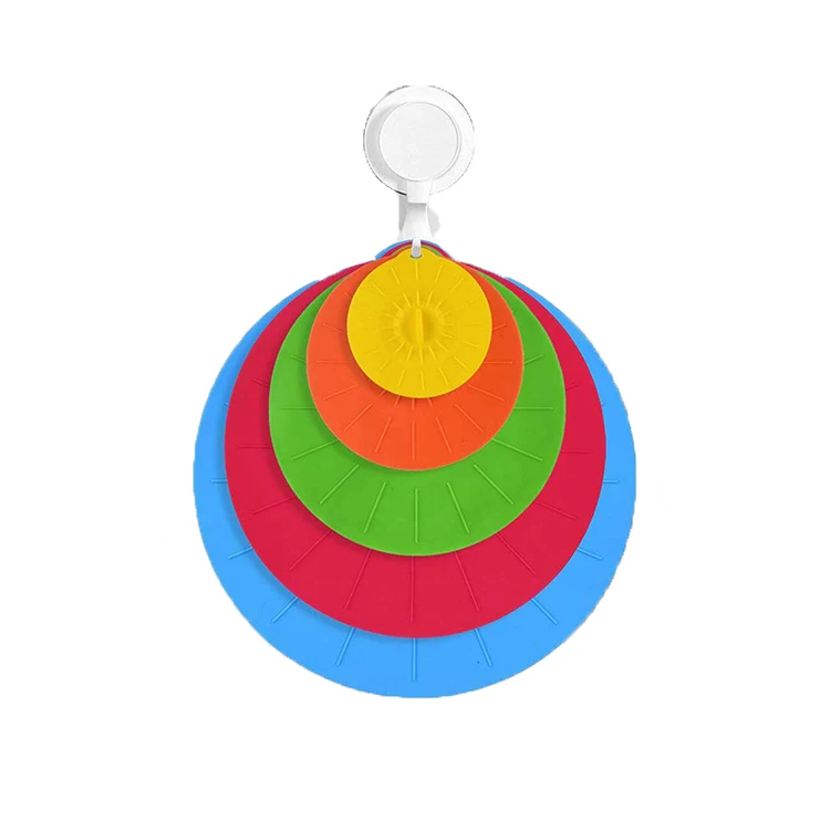 Amazon Hot Sale 2021 Kitchen Gadget Dust-proof Pot Bowl Lid 5-Pieces Kit Microwavable Silicone Fresh Cover