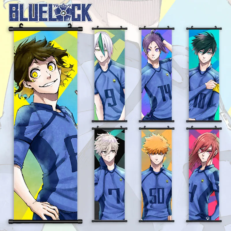 Custom Blue Lock Isagi Yoichi Bachira Meguru Chigiri Hyoma Hangable Wallscroll Posters Anime Wall Scroll