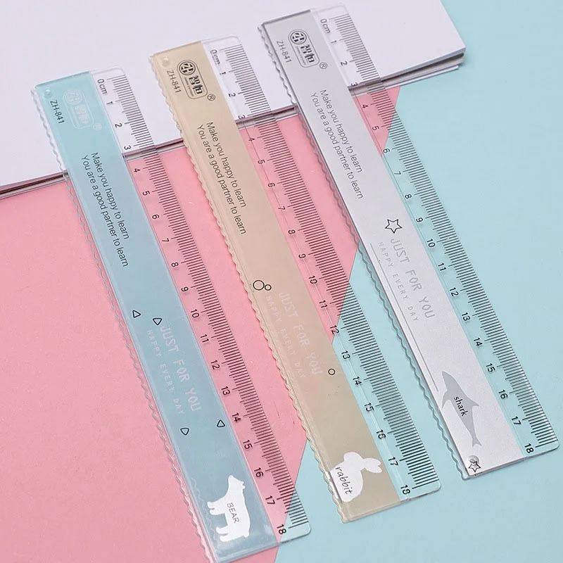 Прямая линейка Kawaii 18 см мультяшная для школьников рисования математическая геометрия канцелярская студентов
