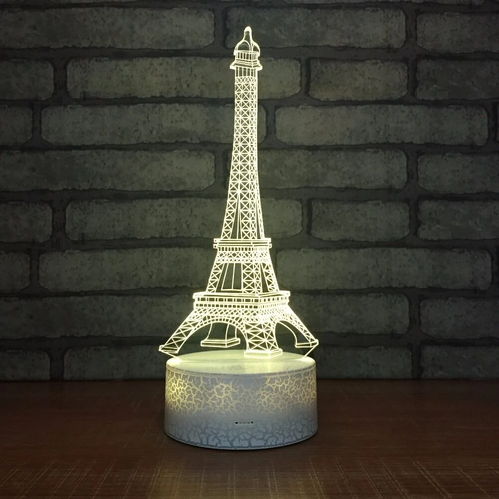 Jartown Modern Tower Patterns Acrylic USB Cable & Remote Control Powered by AAA Battery RGB LED Lamp Bases for 3D Night Light desk lamp