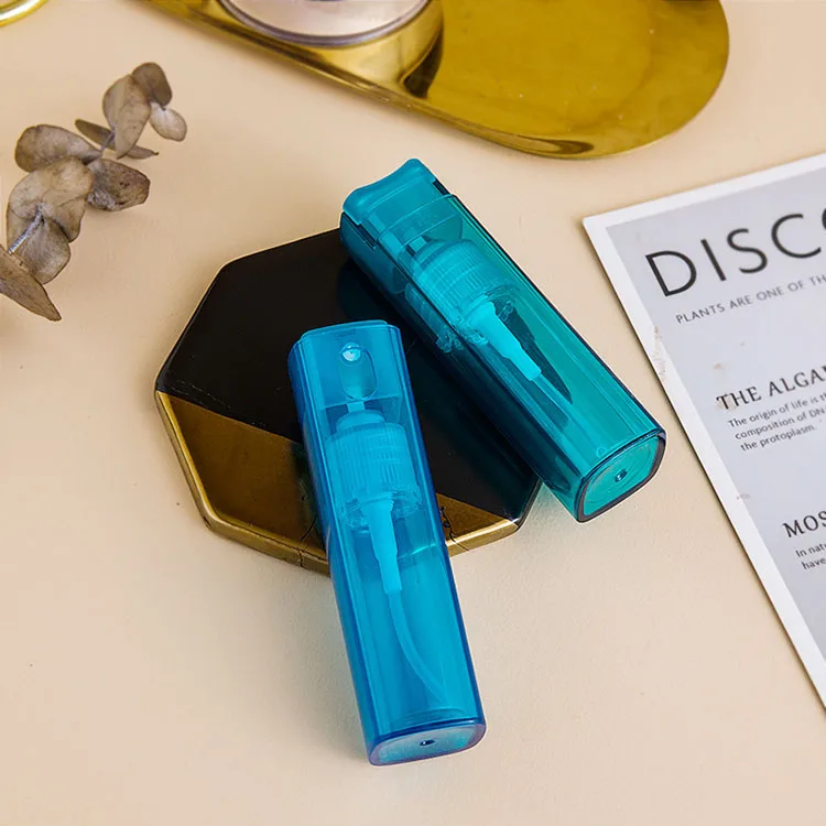 hot sale product 10ml easy fill refillable travel square plastic perfume twist up colored atomizer portable liquid container