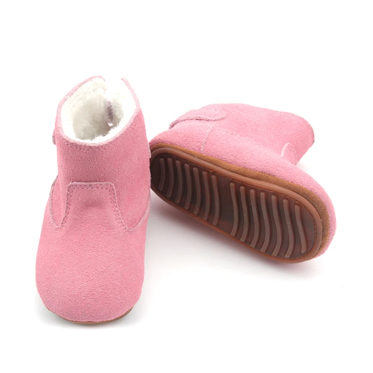 Winter Baby Shoes Outdoor Non-slip Snow Ankle Boots Suede Soft Bottom Leather Short Boots Plush Warm Baby Boots