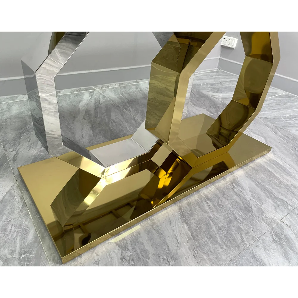 Simple Light Luxury Stainless Steel Marble Dining Tables Modern Dining Table Set