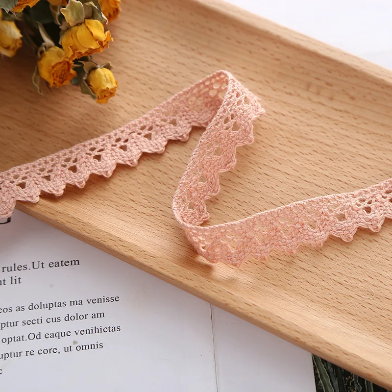 1.5cm Pink Lace Trims for Sewing-Cotton Lace Ribbon DIY Craft Scrap booking Gift Package Wrapping Crafts Lace Sewing Trim