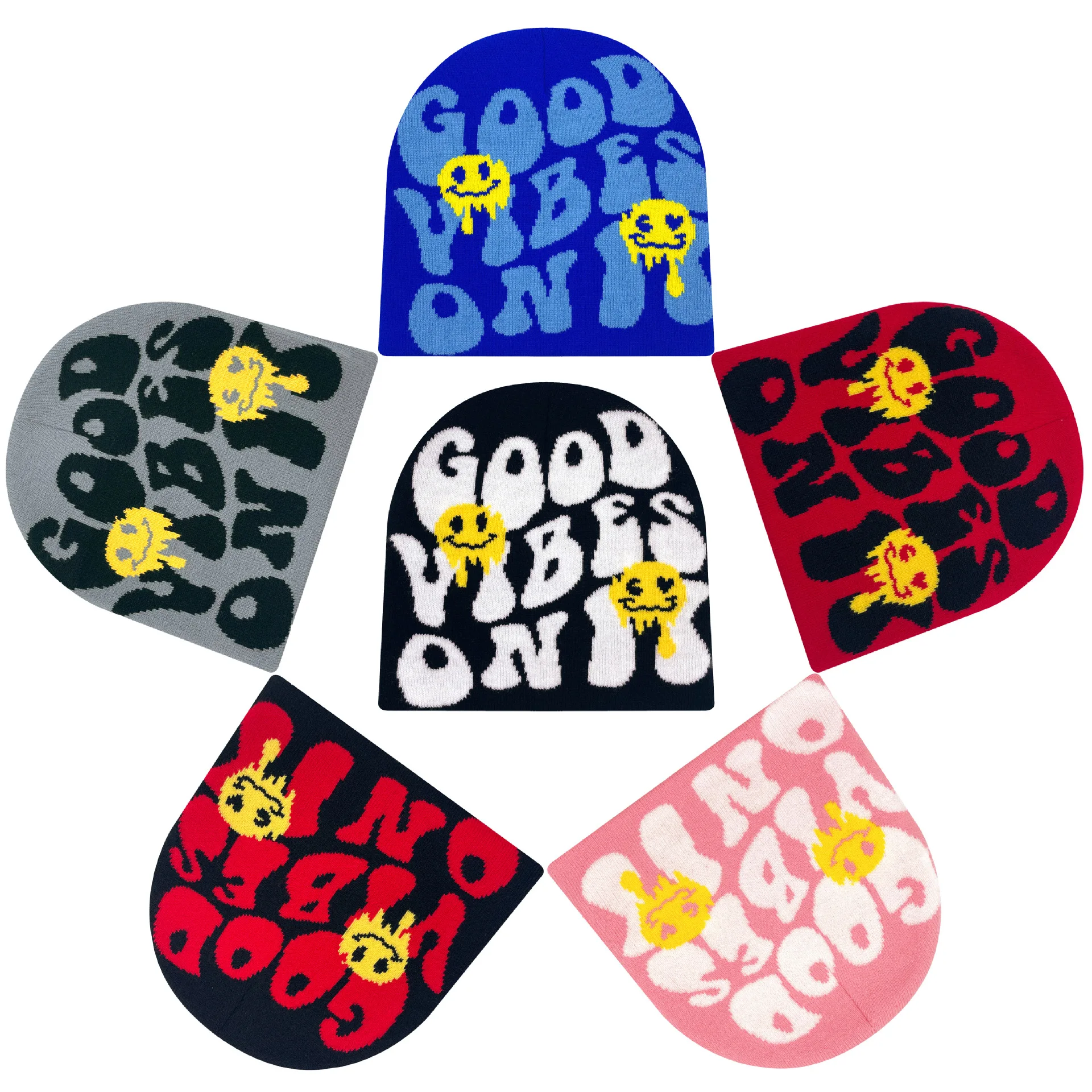 New Design Custom Winter Cap Warm Hat Skully All Over Print Knitted Hat Jacquard Beanie Hat