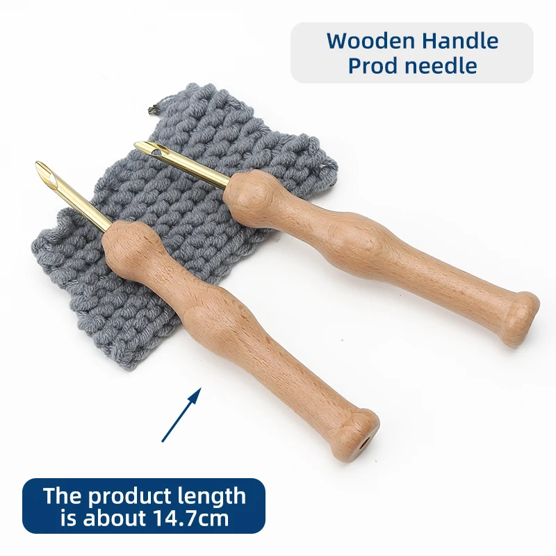 Wood Handle Sewing Weaving Felting Needle Craft Durable Knitting Embroidery Punch Needle Pen For Diy Tool Accessories
