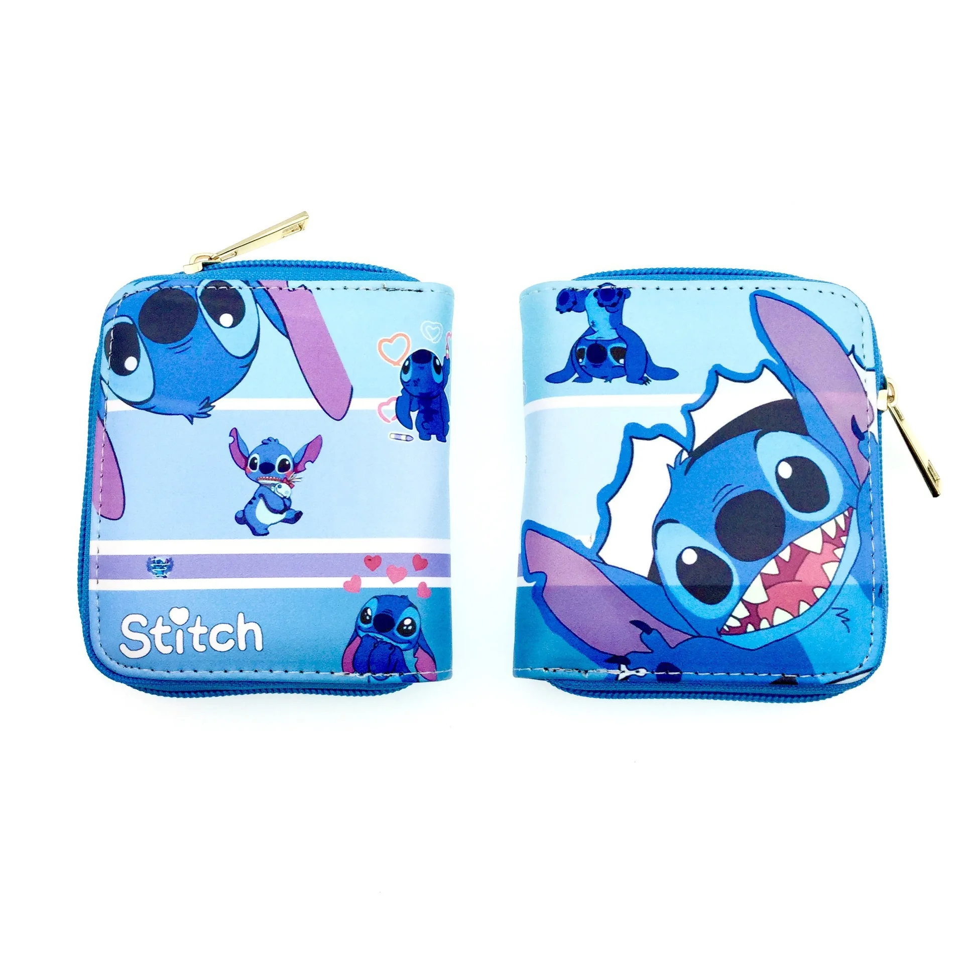 Portable Wallet Custom High Quality PU Leather Cute Cartoon Stitch Monster Coin Purse Promotional Gift Zipper Storage Bag Wallet