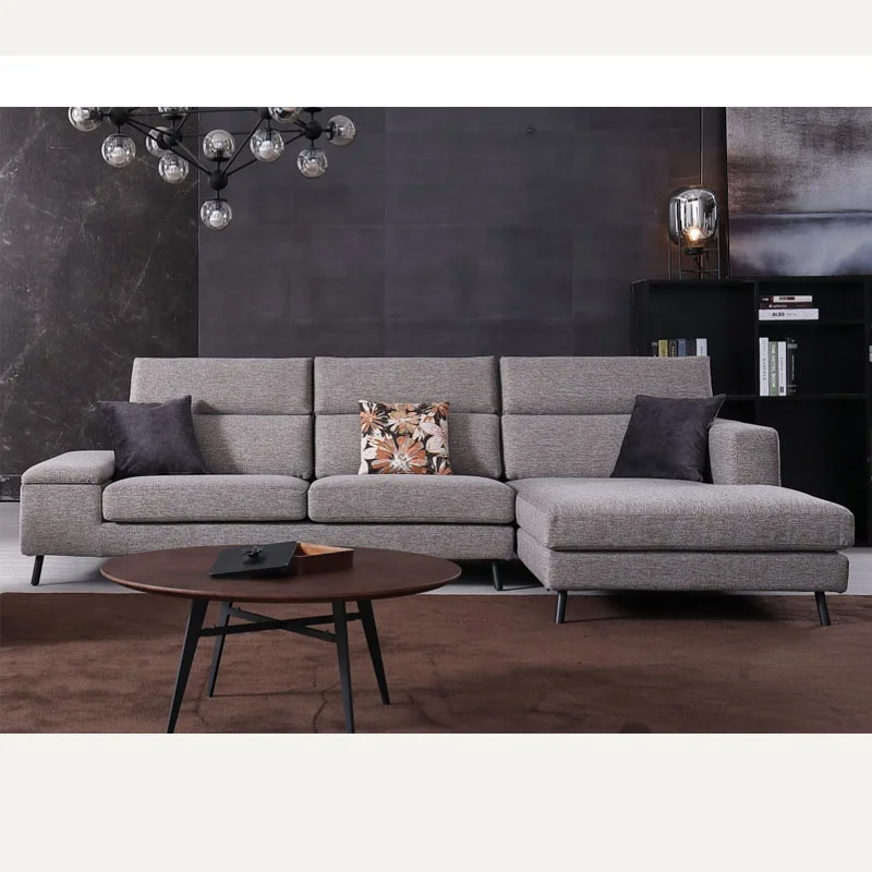Modern Modular Corner L-Shape Fabric Sectional Sofa Set for Living Room Hotel or Apartment Stylish Wood Design for Bedrooms
