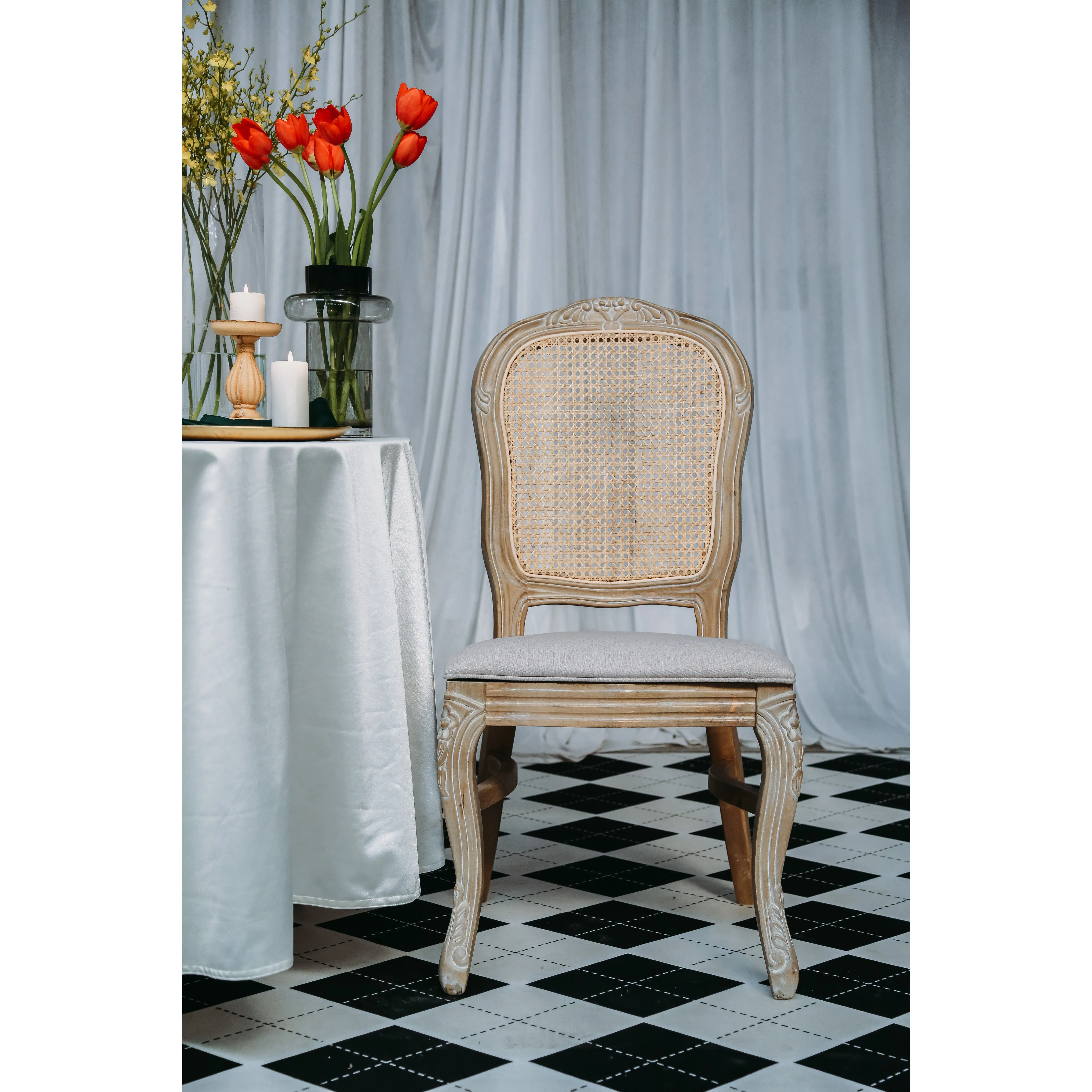 Factory selling party dedicated solid wood backrest leg carved shield Louis