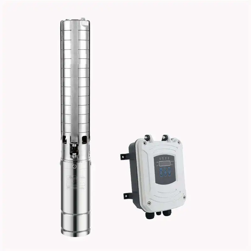 Pompe A Eau Submersible Solaire 150 Meters 4 Inch Deep Well Submersible Borehole Solar Irrigation Water Pumps And Control Unit