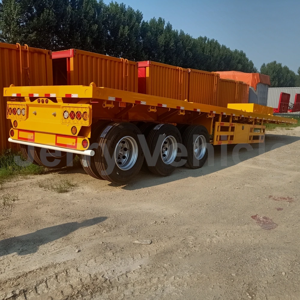 4 Axles 40 60 80 100Tons 20ft 40ft container Chassis flat extendable flatbed semi trailer for Sale