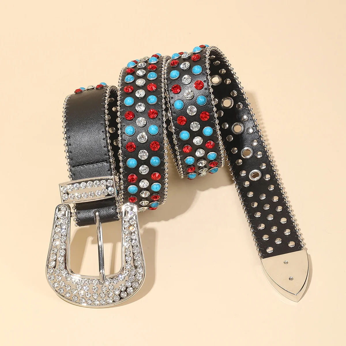 wholesale Luxury Western Cowboy Buckle Studded Rhinestone belts  PU leather diamond bling bling belts bb simon men  belt