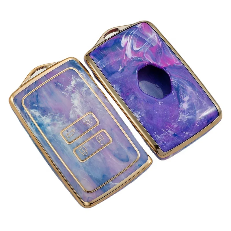 Golden-ed Jade Pattern Renault Smart Key Cover for Duster Megane 4 Capture-Keyless Car Key Accessories