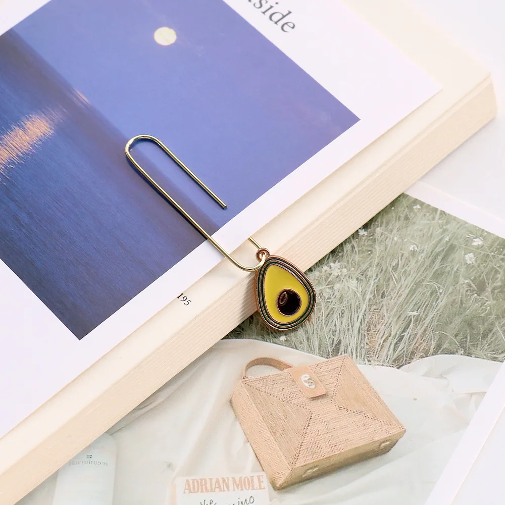 50mm Paper Clip Plated Metal Wire Clips File Index Clamp Cute Plant Paper Clips Pendant Paperclips Bookmark for Home Office