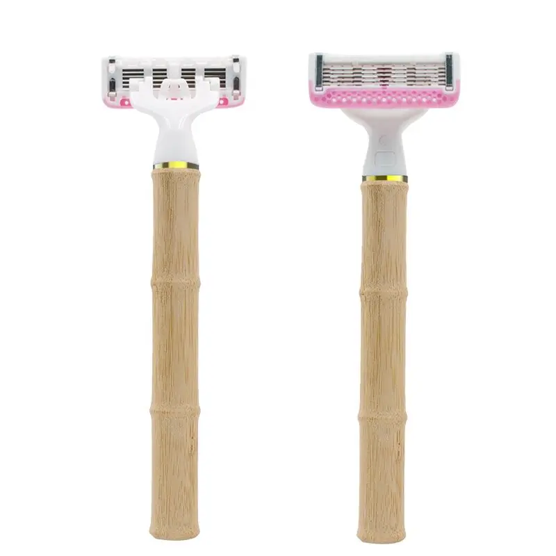 women shaving razor bamboo razor with 6 blades changeable cartridge natural eco razor