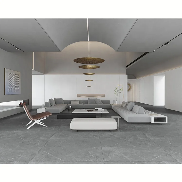 600x1200 Mm Rough Antique Dark Grey Rustic Porcelain Polished Glazed Floor Bathroom Tiles