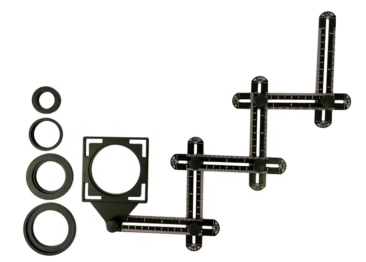 6-Sides Multi Angle Measuring Ruler Protractors Adjustable Floor Tile Hole Locator Woodworking Universal Puncher