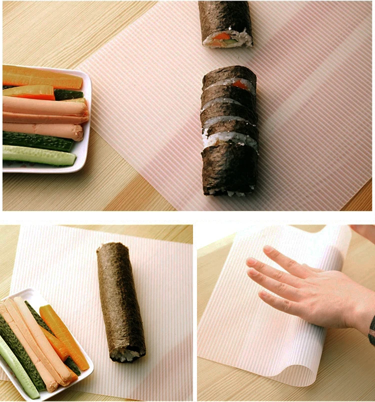 Food Grade Sushi Roll Making Pads Easy Clean Reusable Rice Sushi Roll Mats Soft Non-stick Silicone Sushi Rolling Mat
