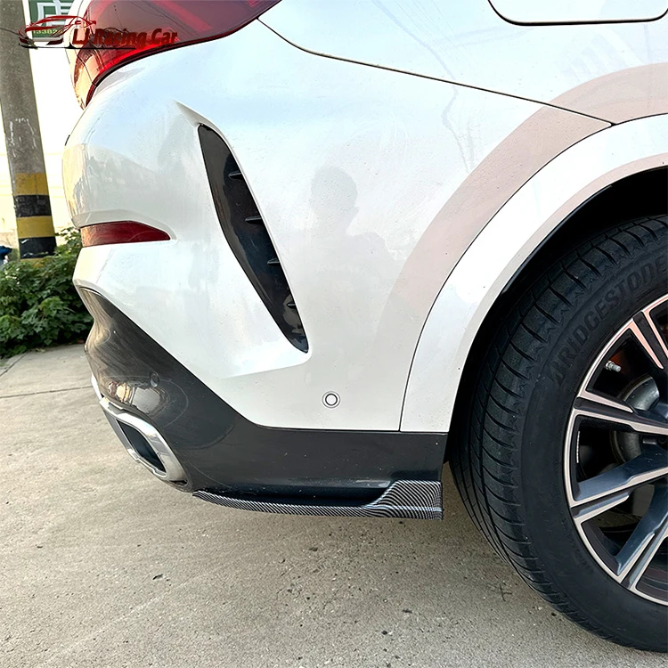 Car Rear Wrap Angle Diffuser Splitter Canard M Sport Side Aprons  Spoiler Rear Bumper Lip Protection For BMW X6 G06 2019-2022