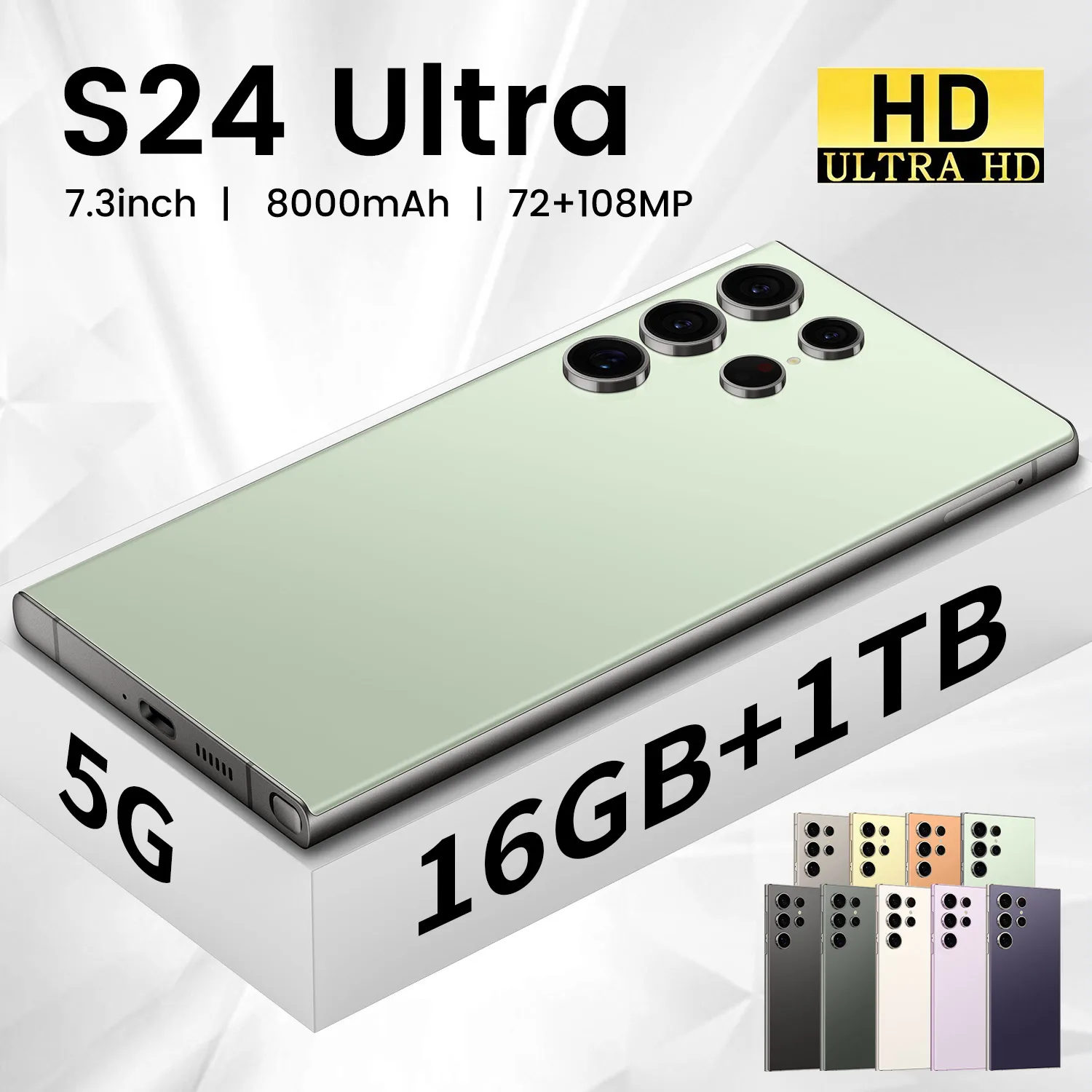 S24 super original 16gb + 1tb 72MP + 108MP 7.3-inch mobile smartphone Big battery Android 14 mobile phone