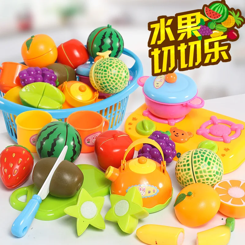 
2020 new product wholesale Kitchen Kits Toy Role Play Wooden Fruit and Vegetable Combination Cutting Food Cooking Set Toy 