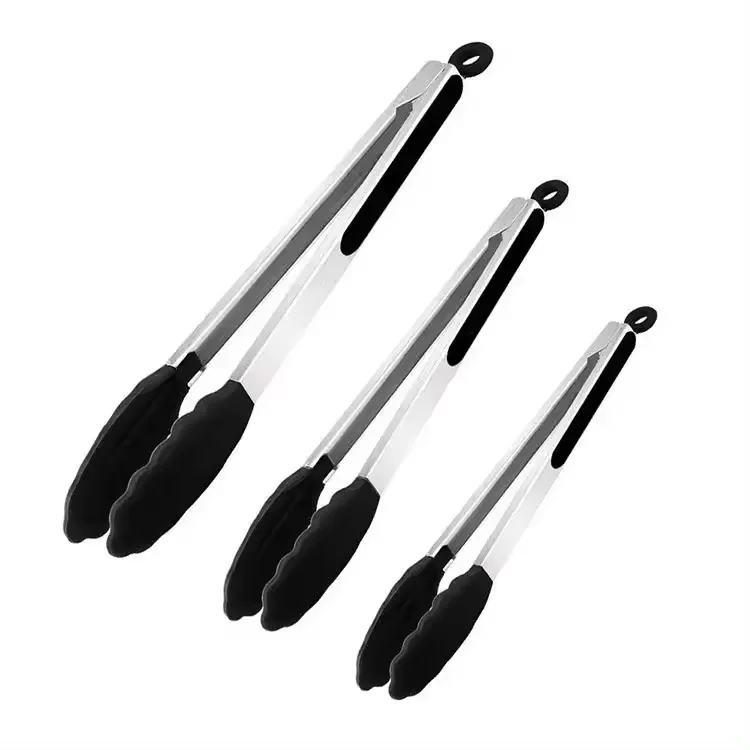 Hot sales Stainless Steel Locking Kitchen Tongs with Silicon Tips Heat Resistant BBQ Tongs Nonstick Cooking Tongs