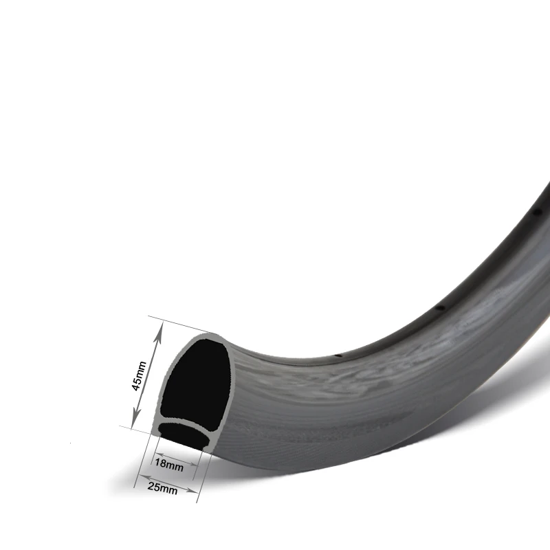 GoFast Clincher Road Rims Disc Brake Carbon Rim 25mm Width 45mm Depth Carbon Clincher Rims For Road Bicycle