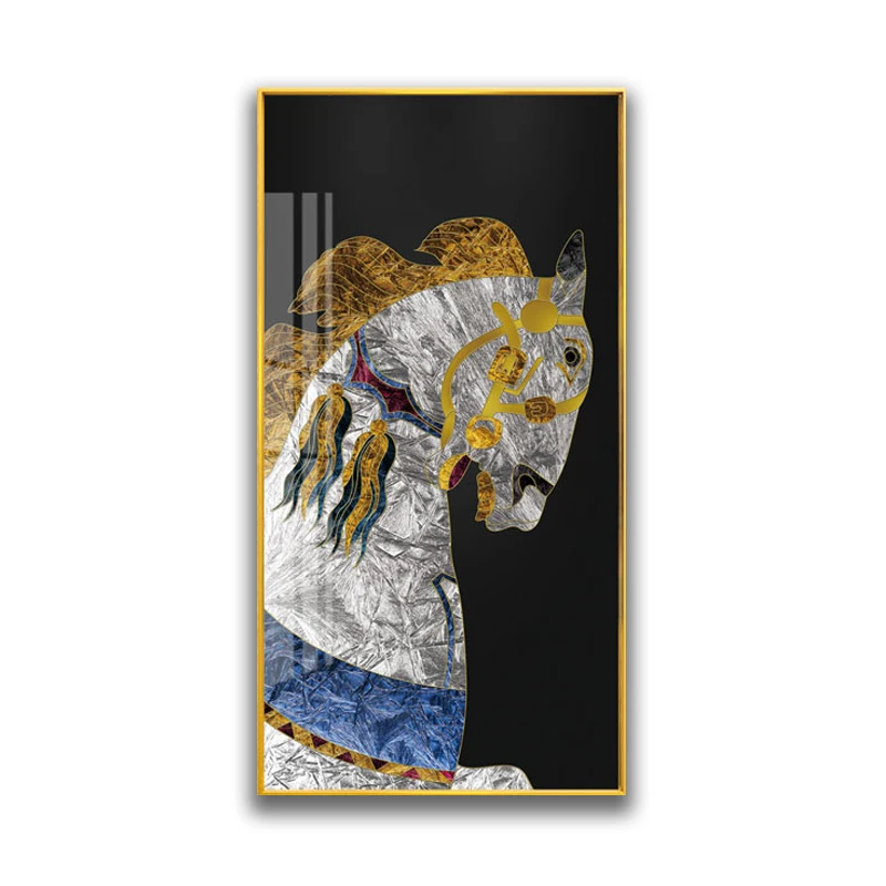 Wholesale custom modern abstract horses Crystal Porcelain Painting For Decor