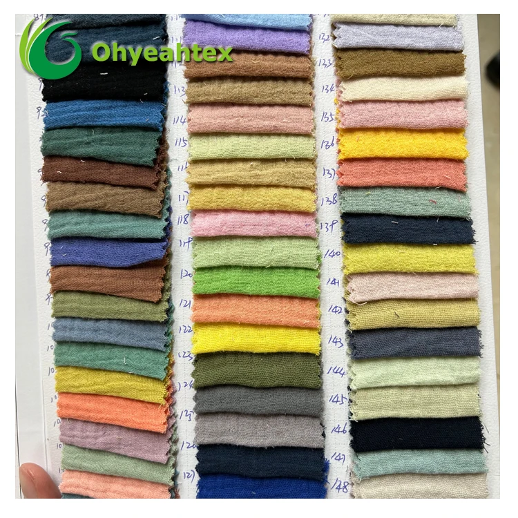 Crepe 100% Organic Cotton GOTS Certificate Muslin Woven Double Gauze Fabric For Baby Clothes