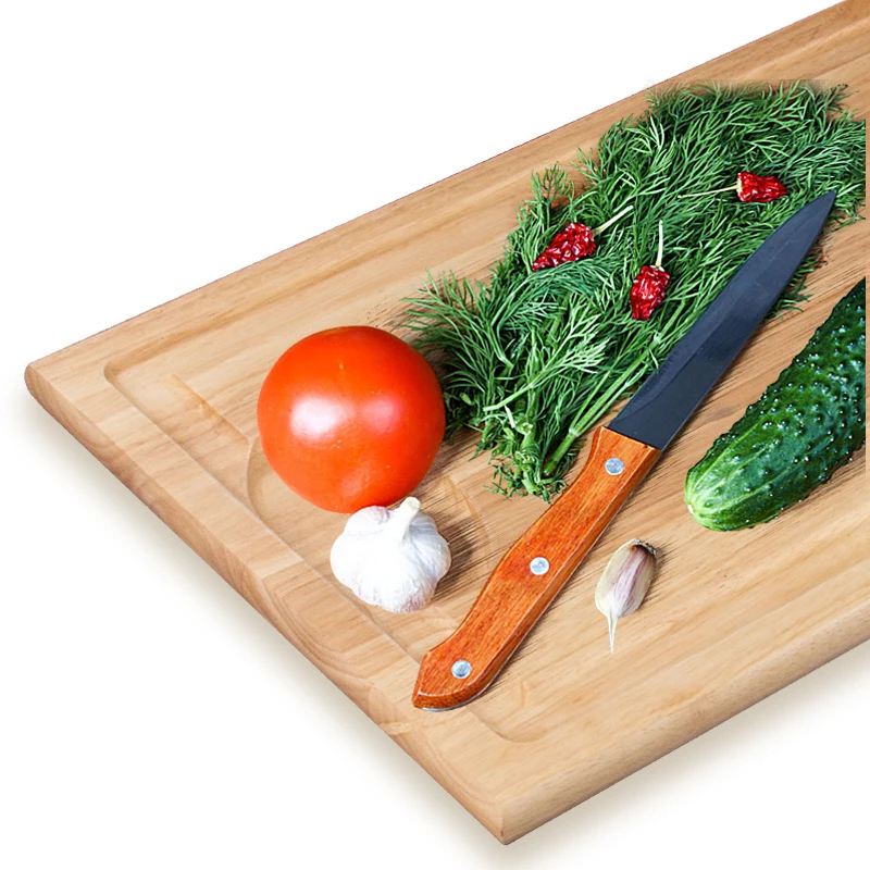 Custom Rubber Wood Chopping Block with Juice Groove Serving Boards Kitchen Slicing Food Vegetable Meat Wooded Cutting Board