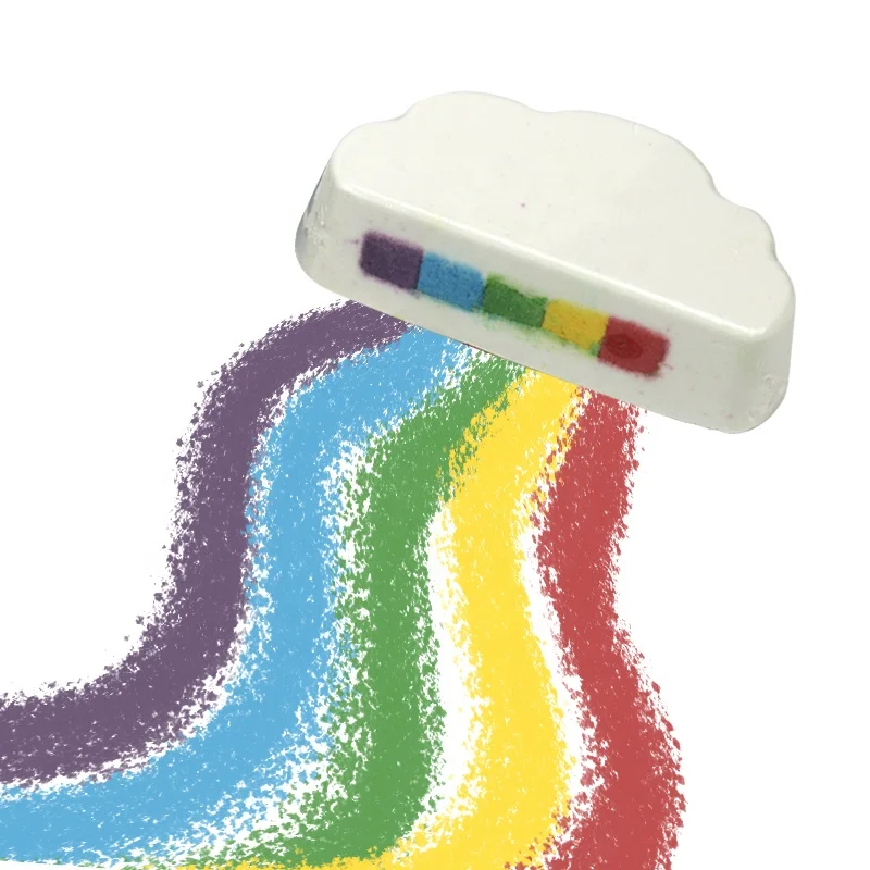 1PK Rainbow Bath Bombs Gift Box Wrapped Woman Handmade Fizzies Rainbow Cloud SPA Bath Bombs