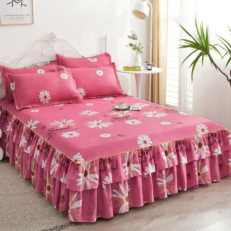 Home Bed Textile Sheets Three-pieces Bedding Cover Flat Sheet Flower Bed Cover Soft Warm Bed Sheets Sets.