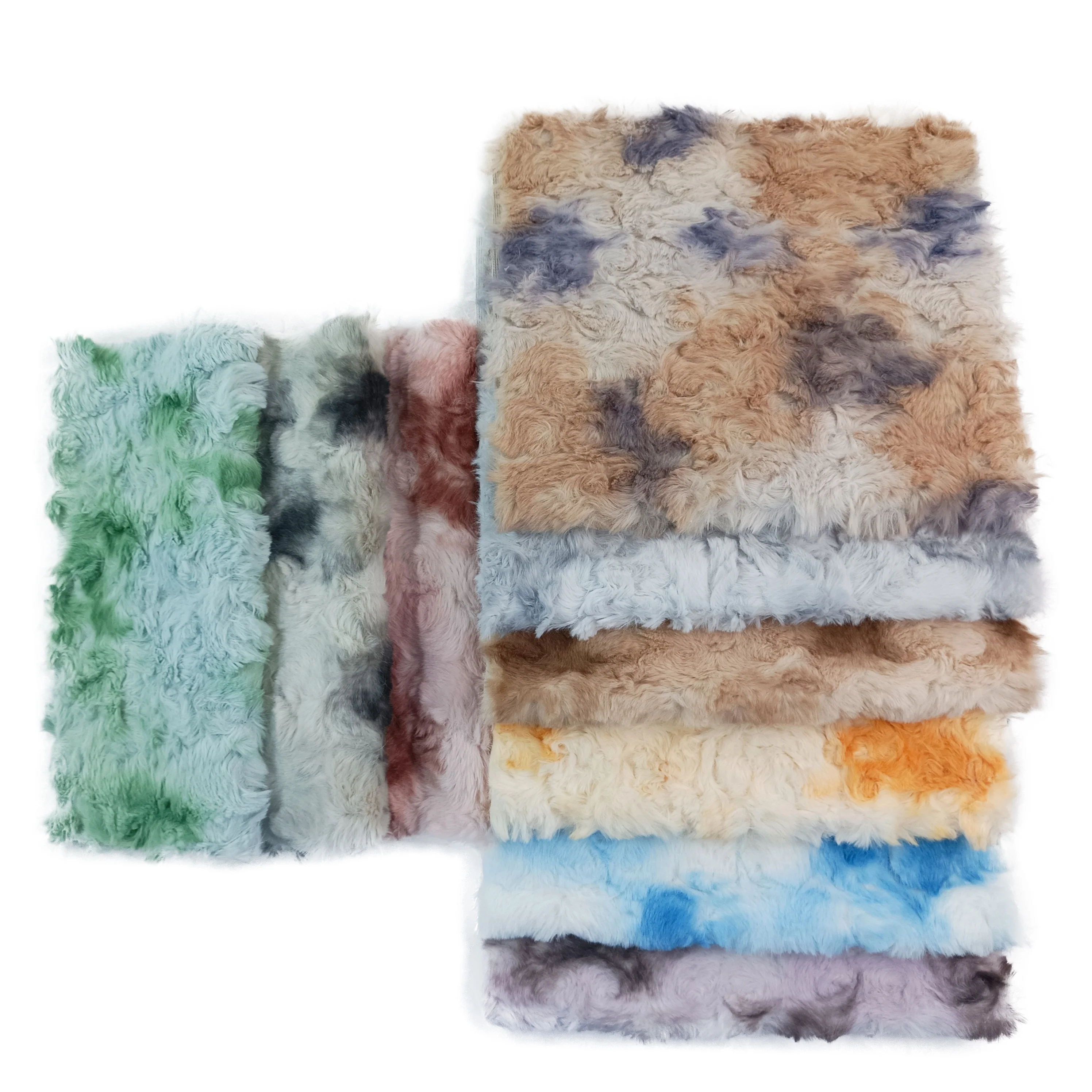 Customized hot selling sewing with 1cm embossed tie dyed plush fabric without elasticity
