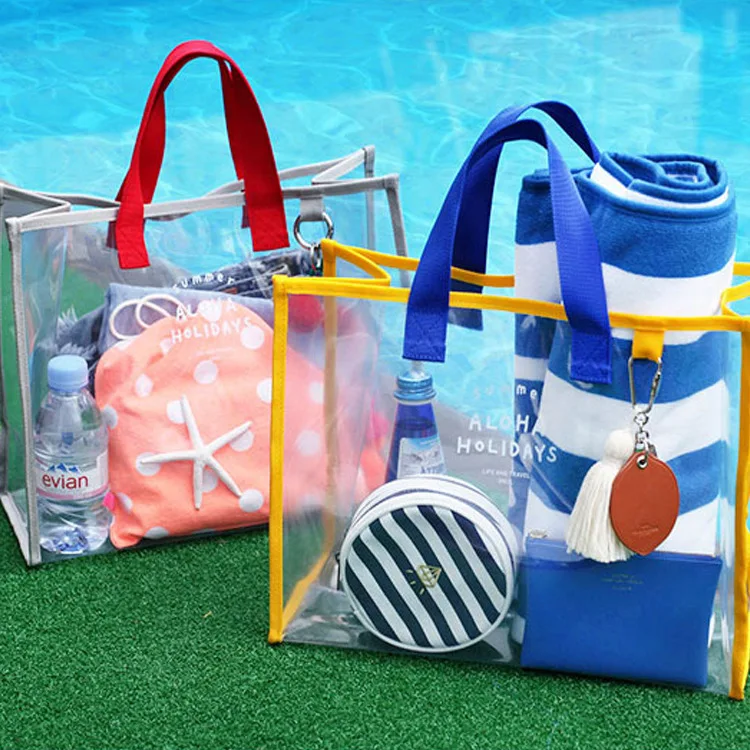 Korean Style Transparent PVC Handbag Swimming Bag Portable Fashion Beach Bag