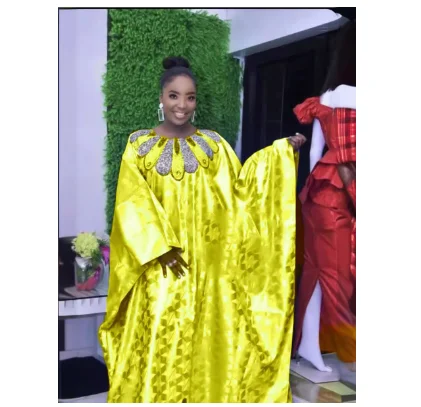 African dresses robes de bazin boubou evening party gown kaftan dress one size with with scarf abaya