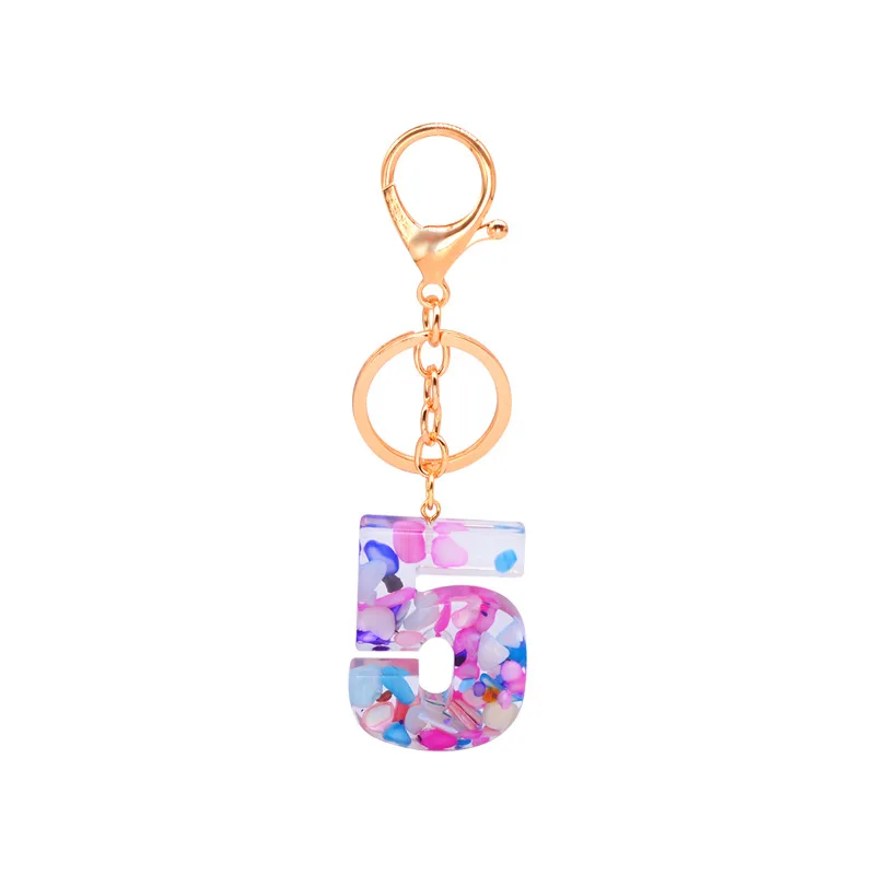 Colorful Arabic Custom Resin Acrylic Bts Leather Car Letter Gold Keychain Initial Accessories Charms Alphabet