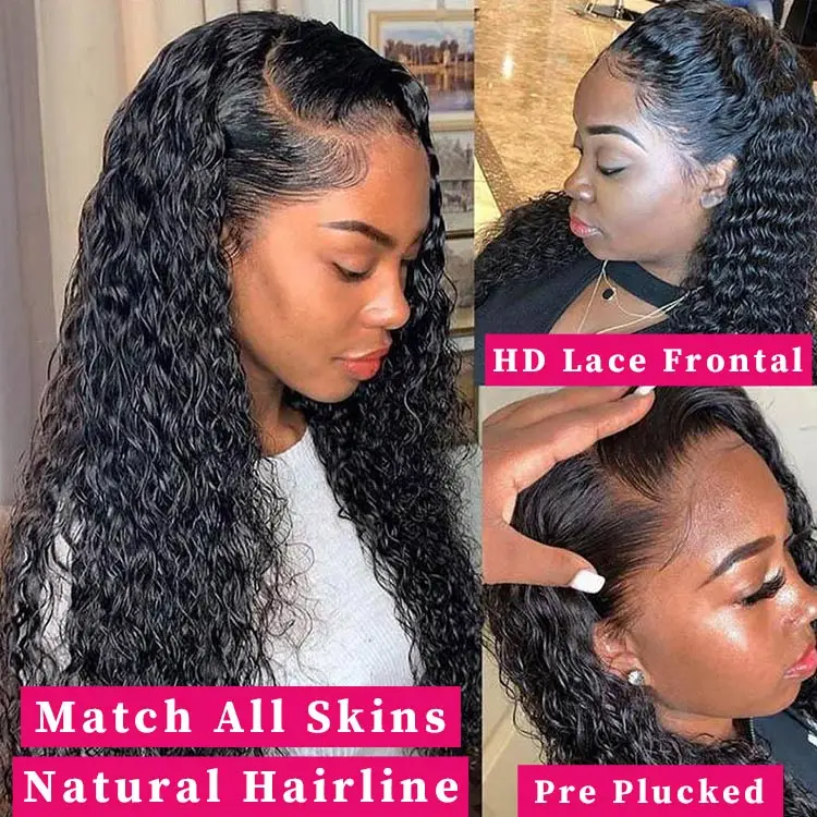 FH wear and go glueless wigs curly human hair 5x5 pre cut transparent lace front body/ water/ deep wave jerry curly hair wigs