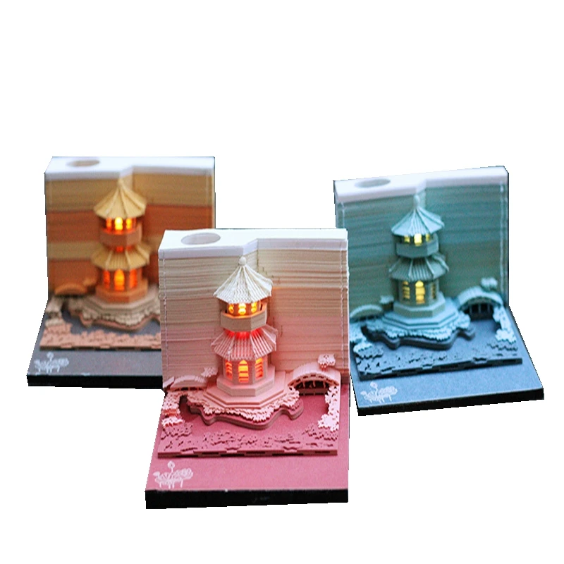 Индивидуальный высококачественный Настольный календарь для резьбы по бумаге, 3D художественное создание, удобная наклейка, модель резьбы по бумаге светится