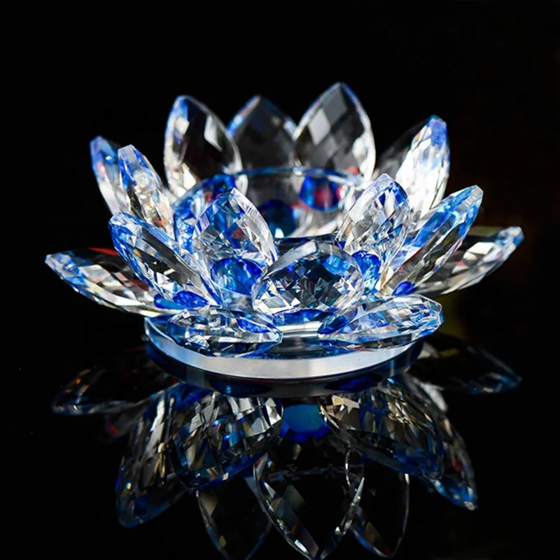Wholesale K9 Crystal Glass Lotus Flower Candle Holder For Home Wedding Table Decorations