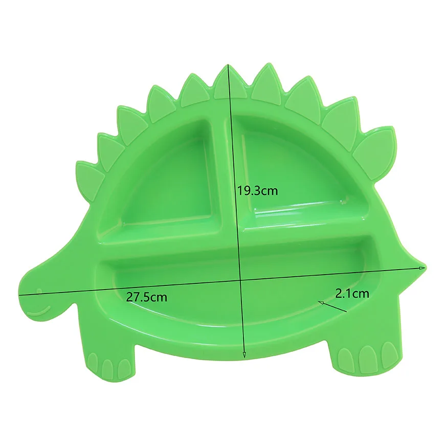 Modern Design Silicone Baby Complementary Food and Dinner Plate Dinosaur Suction Cup One-Piece Divided Cell Easy to Clean