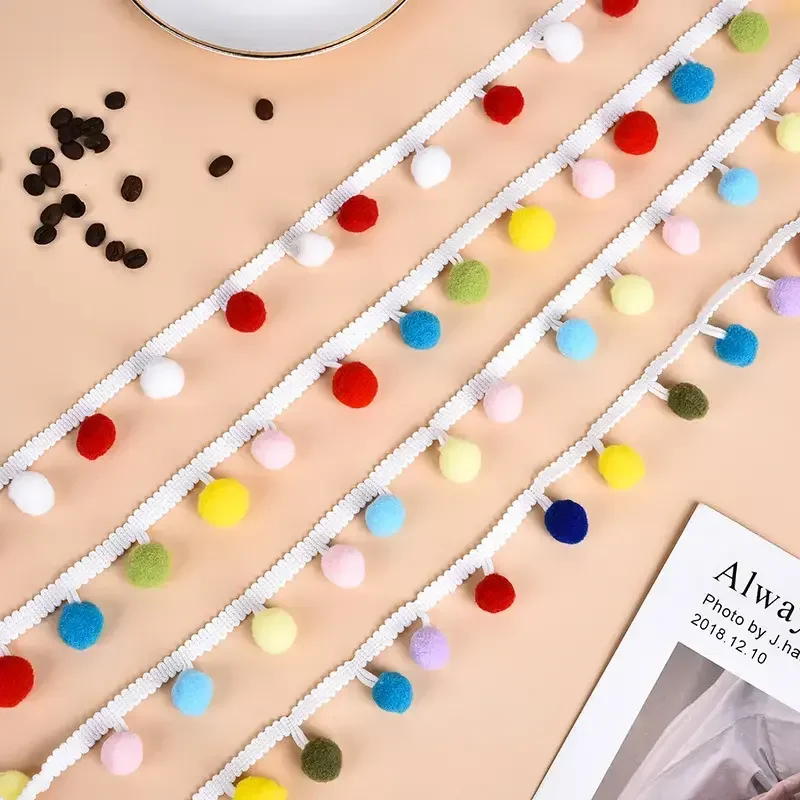 Pom pom tassel Fringes Mixed Black Fringe Trim PomPom Balls Trims for clothes