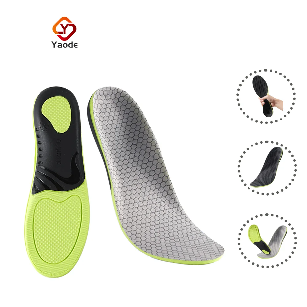 Factory Orthotic Insoles High Elastic Shock-Absorbing Silicone Fabric Sweat-Absorbent Athletic Sport Antimicrobial Soft Insole
