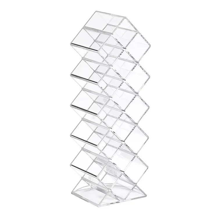 High Quality Fish Type 16 Slots 28Slots Stackable Clear Lipstick Display Stand Acrylic Lipstick Organizer Holder