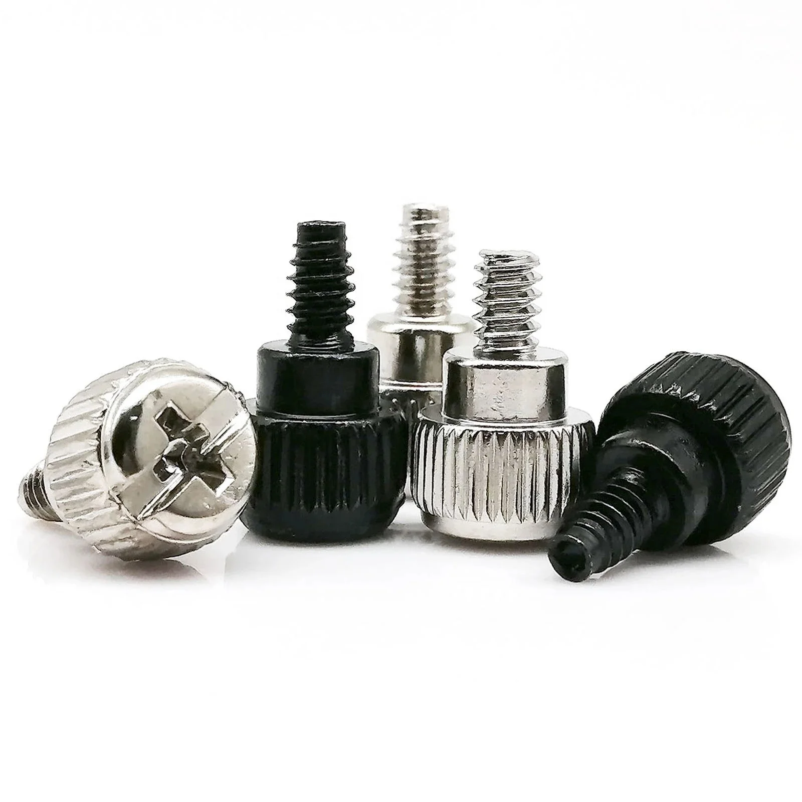 Black Silver Steel Phillips Head 6#-32x5mm 6#-32x6mm Hand Tighten Thumbscrew Thumb Bolt for PC Computer Case Cover Screw
