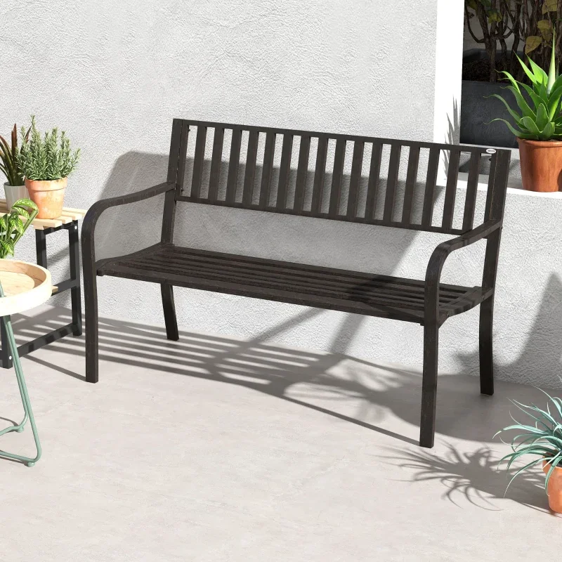 custom outdoor furniture slatted steel bench seating outside park street metal bench seat public garden patio iron bench chair